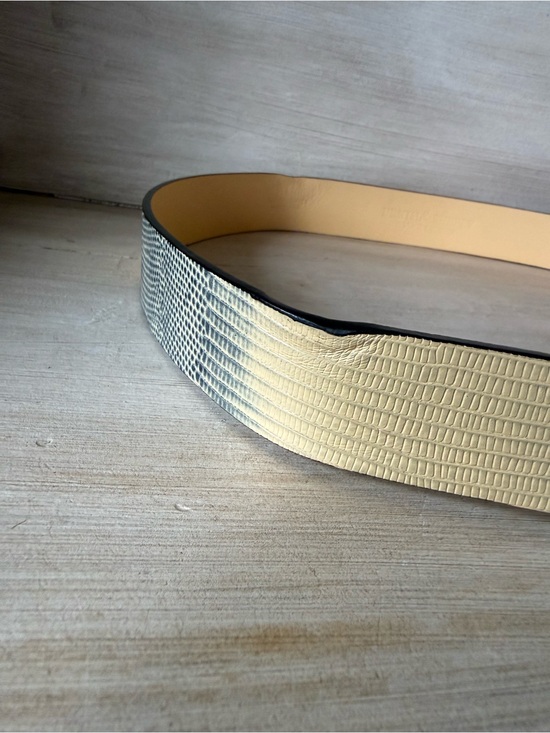 Ralph Lauren Denim Supply Leather Belt With Silver Buckle Ivory Grey Size XL main image 8